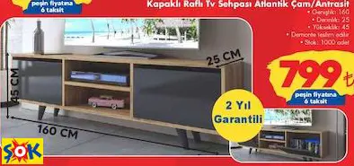 KAPAKLI RAFLI TV SEHPASI ATLANTİK ÇAM/ANTRASİT